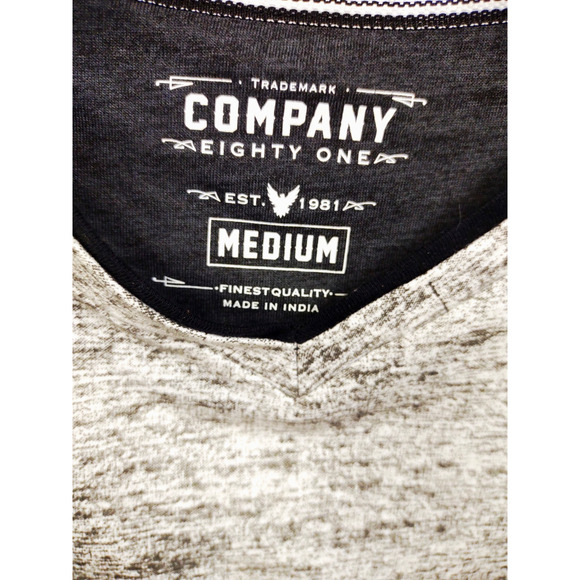 Company Eighty One Short Sleeve Henley Men's V Neck T Shirt Size M Gray Cotton - Picture 3 of 8
